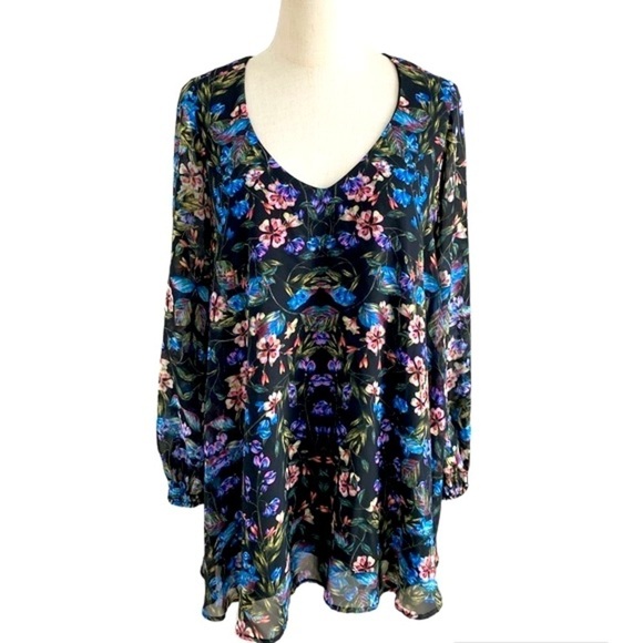 Show Me Your Mumu Boho Donna Michelle Floral Tunic Shift Dress Black XS - Picture 1 of 6